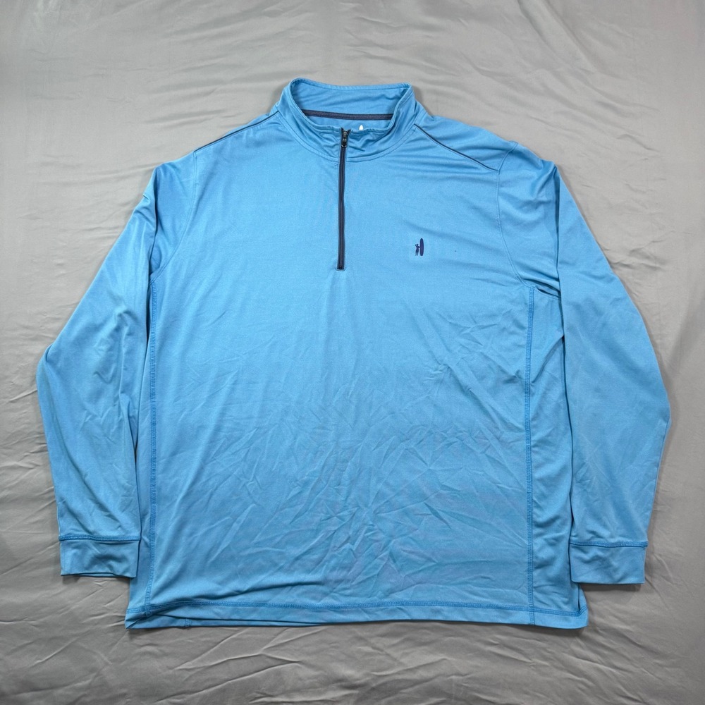 Johnnie-O Mens XXL 1/4 Zip Prep-Formance Pullover Pool Blue Golf Stretch Active